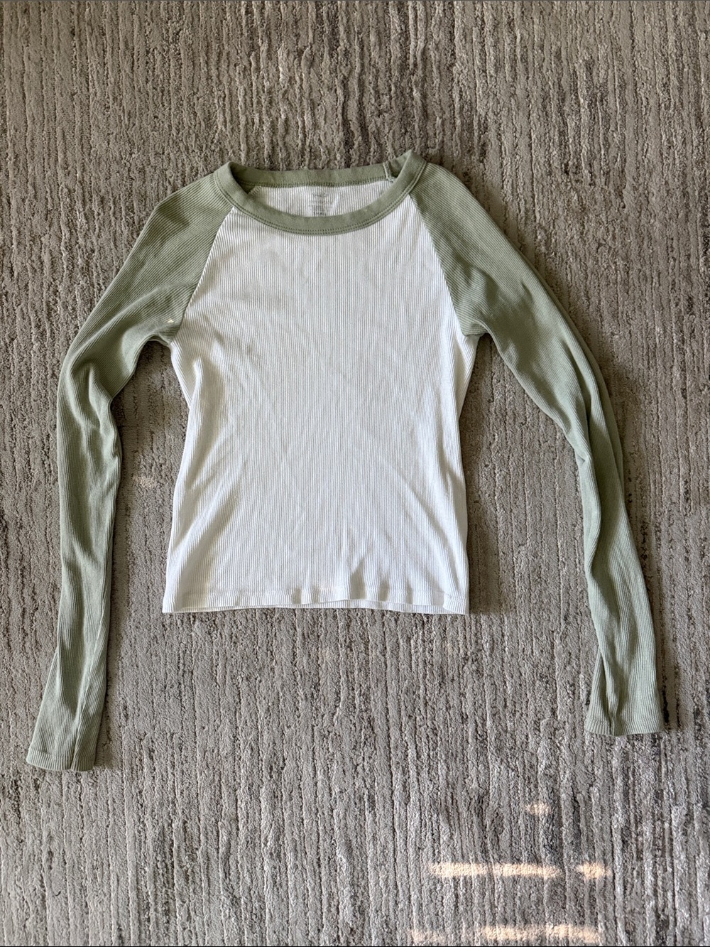 Brandy Melville white and sage long sleeve
